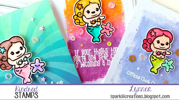 Inked Brayer Backgrounds with Chubby Mermaid