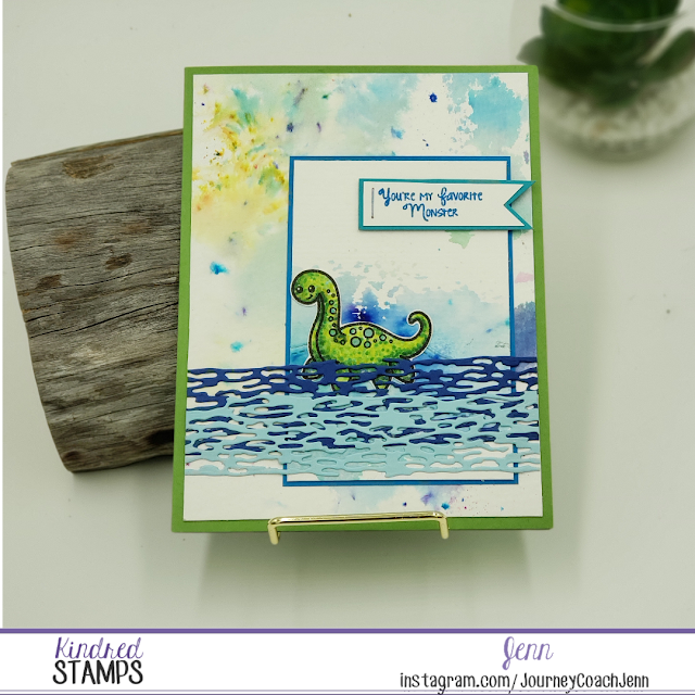 Kindred Stamps - You Are my Favorite Monster, learning to color Nessie